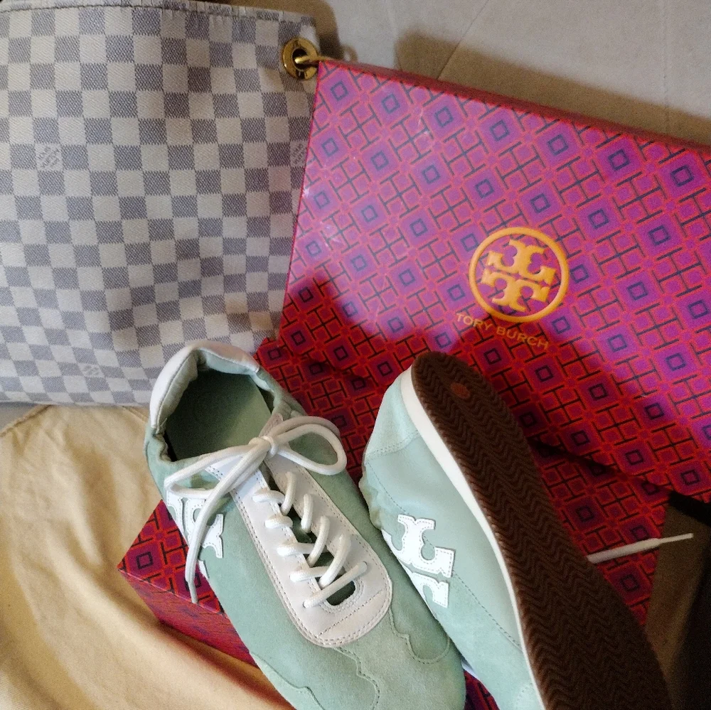 Tory Burch💥 Mint Chip Tiffany Green TT LOGO Womrnd Shoes Sneakers - Sz 9
